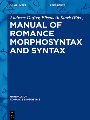 cover image of Manual of Romance Morphosyntax and Syntax